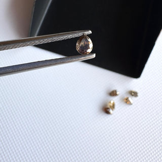 2 Pieces 4x2.5mm Faceted Clear Brown Champagne Pear Shaped Diamond Loose, Earth Mined Natural Diamond For Ring/Jewelry, DDS680/41