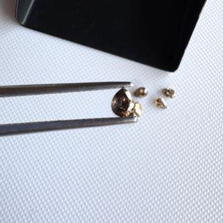 2 Pieces 4x2.5mm Faceted Clear Brown Champagne Pear Shaped Diamond Loose, Earth Mined Natural Diamond For Ring/Jewelry, DDS680/41