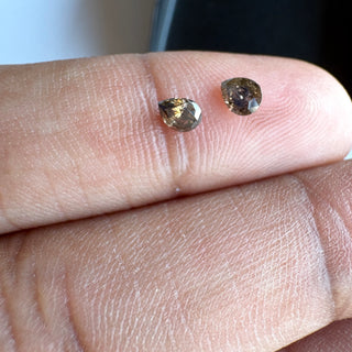2 Pieces 4x2.5mm Faceted Clear Brown Champagne Pear Shaped Diamond Loose, Earth Mined Natural Diamond For Ring/Jewelry, DDS680/41