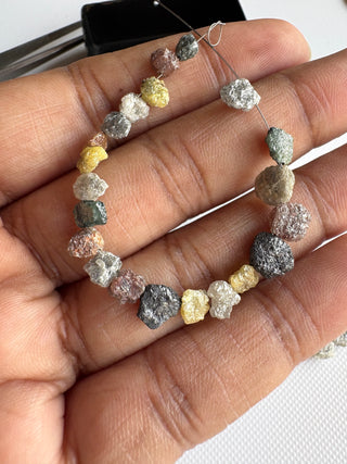 2 Pieces Red Black Blue Yellow White Grey Side Drilled Uncut Diamond Loose, 5mm to 7mm Natural Raw Rough Earth Mined Diamond, DDS825