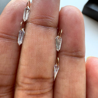 14k Gold Drilled Lab Grown Shield Shaped Diamond Connector Charm Loose, Lab Made CVD Diamond, LG153