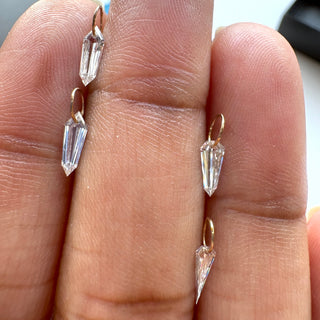 14k Gold Drilled Lab Grown Shield Shaped Diamond Connector Charm Loose, Lab Made CVD Diamond, LG153