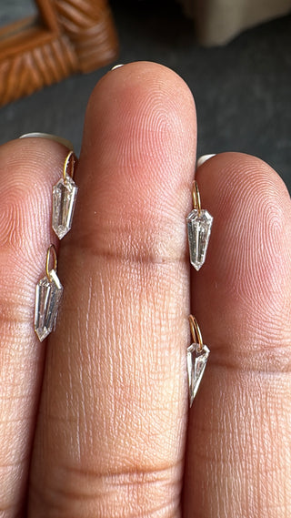 14k Gold Drilled Lab Grown Shield Shaped Diamond Connector Charm Loose, Lab Made CVD Diamond, LG153