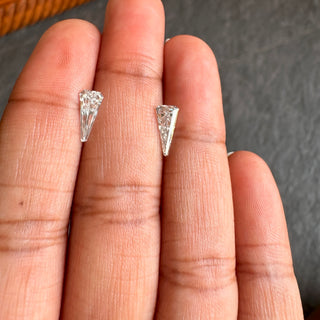 Set of 2 Pieces Lab Grown Shield Shaped Diamond Loose, Un-Drilled Clear White CVD Diamond For Jewelry, LG158