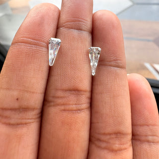 Set of 2 Pieces Lab Grown Shield Shaped Diamond Loose, Un-Drilled Clear White CVD Diamond For Jewelry, LG158