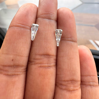 Set of 2 Pieces Lab Grown Shield Shaped Diamond Loose, Un-Drilled Clear White CVD Diamond For Jewelry, LG158