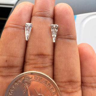 Set of 2 Pieces Lab Grown Shield Shaped Diamond Loose, Un-Drilled Clear White CVD Diamond For Jewelry, LG158