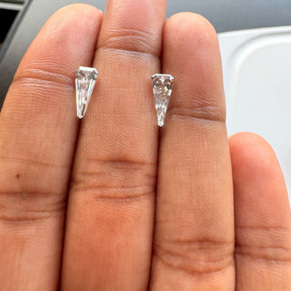 Set of 2 Pieces Lab Grown Shield Shaped Diamond Loose, Un-Drilled Clear White CVD Diamond For Jewelry, LG158