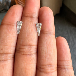 Set of 2 Pieces Lab Grown Shield Shaped Diamond Loose, Un-Drilled Clear White CVD Diamond For Jewelry, LG158