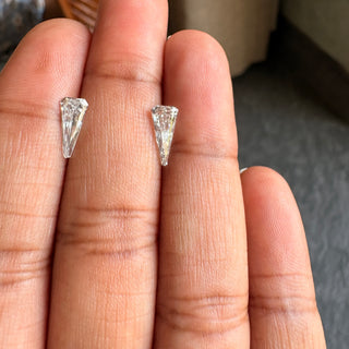 Set of 2 Pieces Lab Grown Shield Shaped Diamond Loose, Un-Drilled Clear White CVD Diamond For Jewelry, LG158