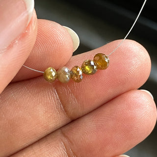 5 Pieces Large 1.5mm Hole 3mm to 3.5mm Faceted Rondelle Natural Yellow Red Diamond Beads, Natural Yellow Red Diamond Beads Loose, DDS780/6