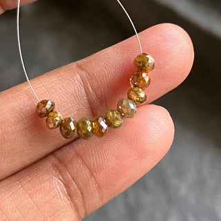 5 Pieces Large 1.5mm Hole 3mm to 3.5mm Faceted Rondelle Natural Yellow Red Diamond Beads, Natural Yellow Red Diamond Beads Loose, DDS780/6