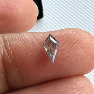 7.5mm/0.43CTW Clear Black Salt And Pepper Fancy Shield Kite Shaped Rose Cut Diamond Loose, Faceted Rose Cut Loose Diamond For Ring, DDS782/1