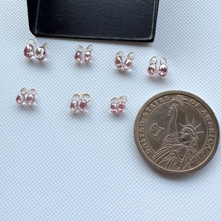 14k Solid Gold Lab Made Diamond Teardrop Briolette Beads Matched Pairs, Pink CVD Lab Grown Diamond Charm Pendant For Floating Jewelry, LG155