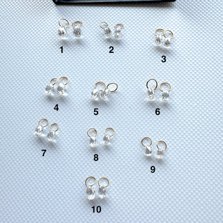 14k Solid Gold Teardrop Lab Made Diamond Briolette Bead Charm Matched Pair, Clear White CVD Diamond For Floating Jewelry, LG156
