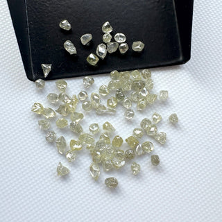 5 Pieces 2.5mm to 4.5mm Raw Rough Clear Smooth Yellow White Diamond Crystals, Earth Mined Natural Luster Diamonds for Jewelry, DDS827