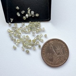 5 Pieces 2.5mm to 4.5mm Raw Rough Clear Smooth Yellow White Diamond Crystals, Earth Mined Natural Luster Diamonds for Jewelry, DDS827