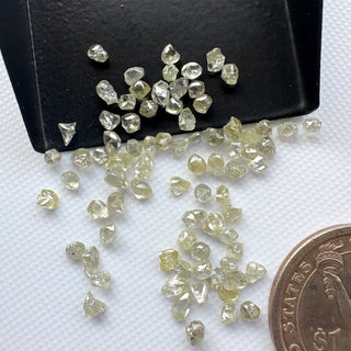 5 Pieces 2.5mm to 4.5mm Raw Rough Clear Smooth Yellow White Diamond Crystals, Earth Mined Natural Luster Diamonds for Jewelry, DDS827