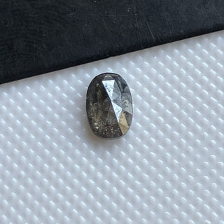 0.47CTW/6.1mm Clear Black Salt And Pepper Oval Shaped Faceted Rose Cut Diamond Loose, Faceted Rose cut Loose Diamond, DDS782/5