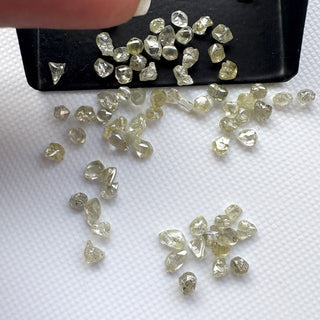 5 Pieces 2.5mm to 4.5mm Raw Rough Clear Smooth Yellow White Diamond Crystals, Earth Mined Natural Luster Diamonds for Jewelry, DDS827