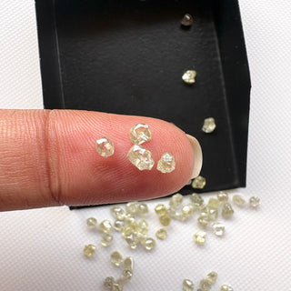5 Pieces 2.5mm to 4.5mm Raw Rough Clear Smooth Yellow White Diamond Crystals, Earth Mined Natural Luster Diamonds for Jewelry, DDS827