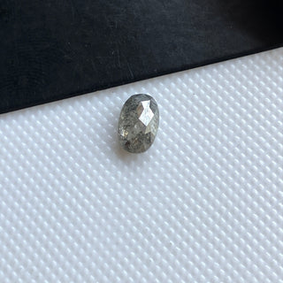 0.68CTW/6.8mm Clear Grey Salt And Pepper Oval Shaped Faceted Rose Cut Diamond Loose, Faceted Rose cut Loose Diamond, DDS782/6