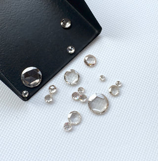 1.5mm To 8mm Champagne Round Rose Cut Lab Diamond Loose, Light Brown Lab Made Diamond Jewelry Making, Drilled/Undrilled/14k Gold Charm