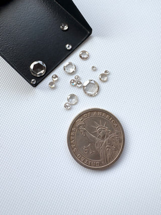 1.5mm To 8mm Champagne Round Rose Cut Lab Diamond Loose, Light Brown Lab Made Diamond Jewelry Making, Drilled/Undrilled/14k Gold Charm
