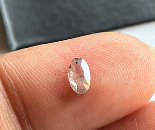 0.21CTW/5.2mm Clear Grey Salt And Pepper Oval Shaped Faceted Rose Cut Diamond Loose, Faceted Rose cut Loose Diamond, DDS782/7