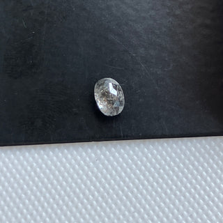 0.53CTW/5.6mm Clear Grey Salt And Pepper Oval Shaped Faceted Rose Cut Diamond Loose, Faceted Rose cut Loose Diamond, DDS782/8
