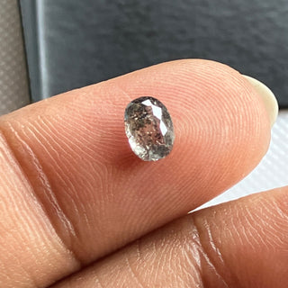0.53CTW/5.6mm Clear Grey Salt And Pepper Oval Shaped Faceted Rose Cut Diamond Loose, Faceted Rose cut Loose Diamond, DDS782/8