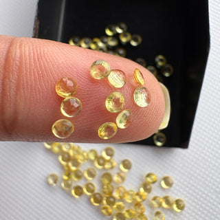 10 Pieces Natural Yellow Sapphire Faceted Gemstones Lot, 2.5mm Round Shaped Brilliant Cut Sapphire Gemstone Loose Stones, GDS306