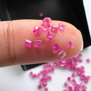 10 Pieces Natural Ruby Princess Cut Faceted Gemstones Lot, 1.5mm to 3mm Square Shape Earth Mined Natural Ruby Gemstone Loose Stones, GDS309