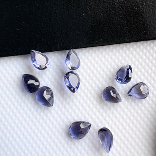 10 Pieces Natural Blue Iolite Faceted Pear Shaped Gemstones Loose, 4x3mm Blue Iolite Loose Gemstones For Jewelry, GDS317
