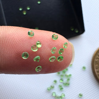 20 Pieces Natural Rare Tsavorite Green Garnet Faceted Round Brilliant Cut Gemstone, 1.2mm to 1.7mm Green Garnet Gemstone for Jewelry, GDS318