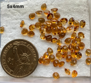 Natural Citrine Faceted Pear Shaped Orange Color Cut Gemstones Loose, Choose From 5x4mm/9x6mm/11x8mm/13x9mm/14x10mm/16x12mm Citrine, BB111