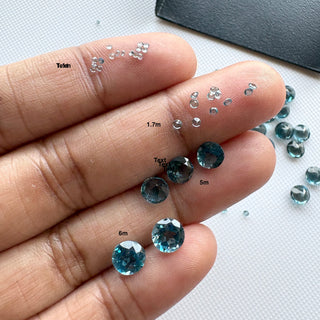 1.1mm/1.7mm/5mm/6mm Natural London Blue Topaz Faceted Round Cut Gemstone, AAA London Blue Topaz Loose Round Stone for Jewelry, GDS320