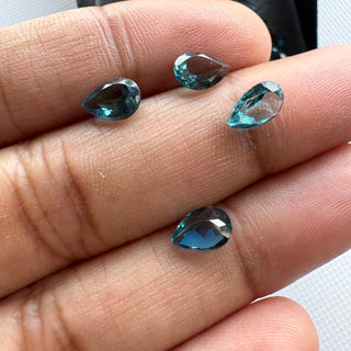 10 Pieces 7x5mm Pear Shaped Natural London Blue Topaz Faceted Gemstone, AAA London Blue Topaz Loose Stone for Jewelry Making, GDS321