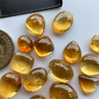 Natural Citrine Flat Back Cabochon Lots Loose, 9pc/4pc/15pc Lot Yellow Orange Citrine Gemstone For Jewelry, GDS1207