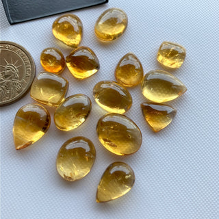 Natural Citrine Flat Back Cabochon Lots Loose, 9pc/4pc/15pc Lot Yellow Orange Citrine Gemstone For Jewelry, GDS1207