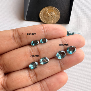 10 Pieces 6x4mm/7x5mm/8x6mm Oval Shaped Faceted Natural London Blue Topaz Gemstone, AAA London Blue Topaz Loose Stone for Jewelry, GDS322