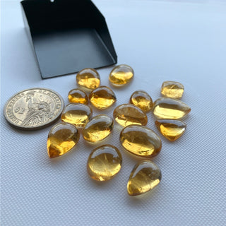 Natural Citrine Flat Back Cabochon Lots Loose, 9pc/4pc/15pc Lot Yellow Orange Citrine Gemstone For Jewelry, GDS1207