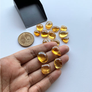 Natural Citrine Flat Back Cabochon Lots Loose, 9pc/4pc/15pc Lot Yellow Orange Citrine Gemstone For Jewelry, GDS1207