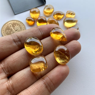 Natural Citrine Flat Back Cabochon Lots Loose, 9pc/4pc/15pc Lot Yellow Orange Citrine Gemstone For Jewelry, GDS1207