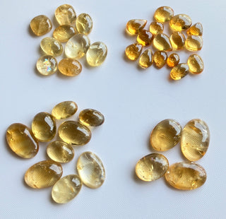 Natural Citrine Flat Back Cabochon Lots Loose, 9pc/4pc/15pc Lot Yellow Orange Citrine Gemstone For Jewelry, GDS1207