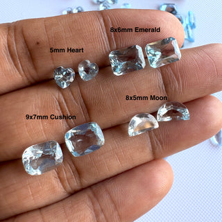 Heart, Emerald, Cushion, Half Moon Multi Shaped Faceted Natural Blue Topaz Gemstone, AAA Blue Topaz Loose Stone for Jewelry, GDS326