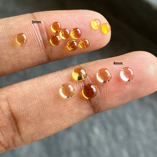 20 Pieces 3mm/4mm Natural Yellow Citrine Smooth Round Shaped Loose Gemstone Cabochon, Flat Back Citrine Stone For Jewelry, BB124