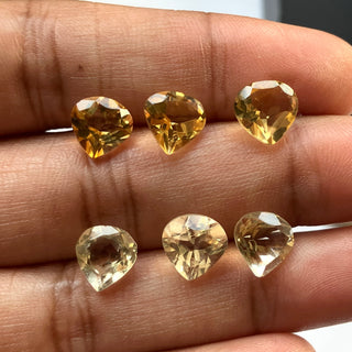 5 Pieces 8mm Natural Citrine Faceted Heart Shape Loose Gemstones For Jewelry Earrings Pendant, GDS1207/2