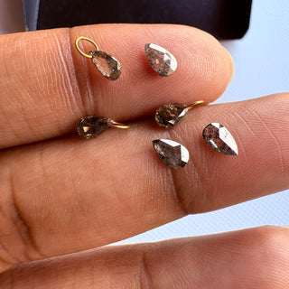 14K Gold Charm Gold/Drilled 5x3mm Salt And Pepper Pear Diamond, Natural Earth Mined Diamond For Drilled Floating Diamond Jewelry, DDS680/27