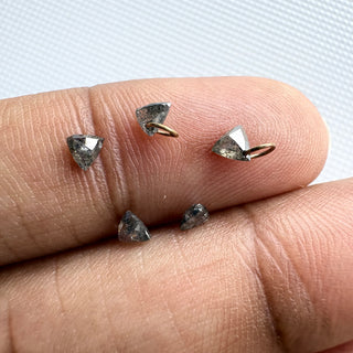 14k Gold Trillion Salt & Pepper Diamond Charm, Drilled Gemstone (3-5mm)